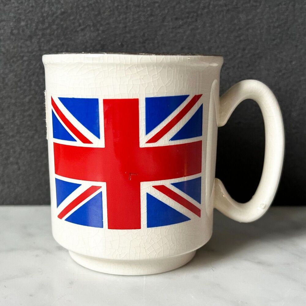 Vintage British Flag Mug Union Jack Coffee Cup Prince William Ware England